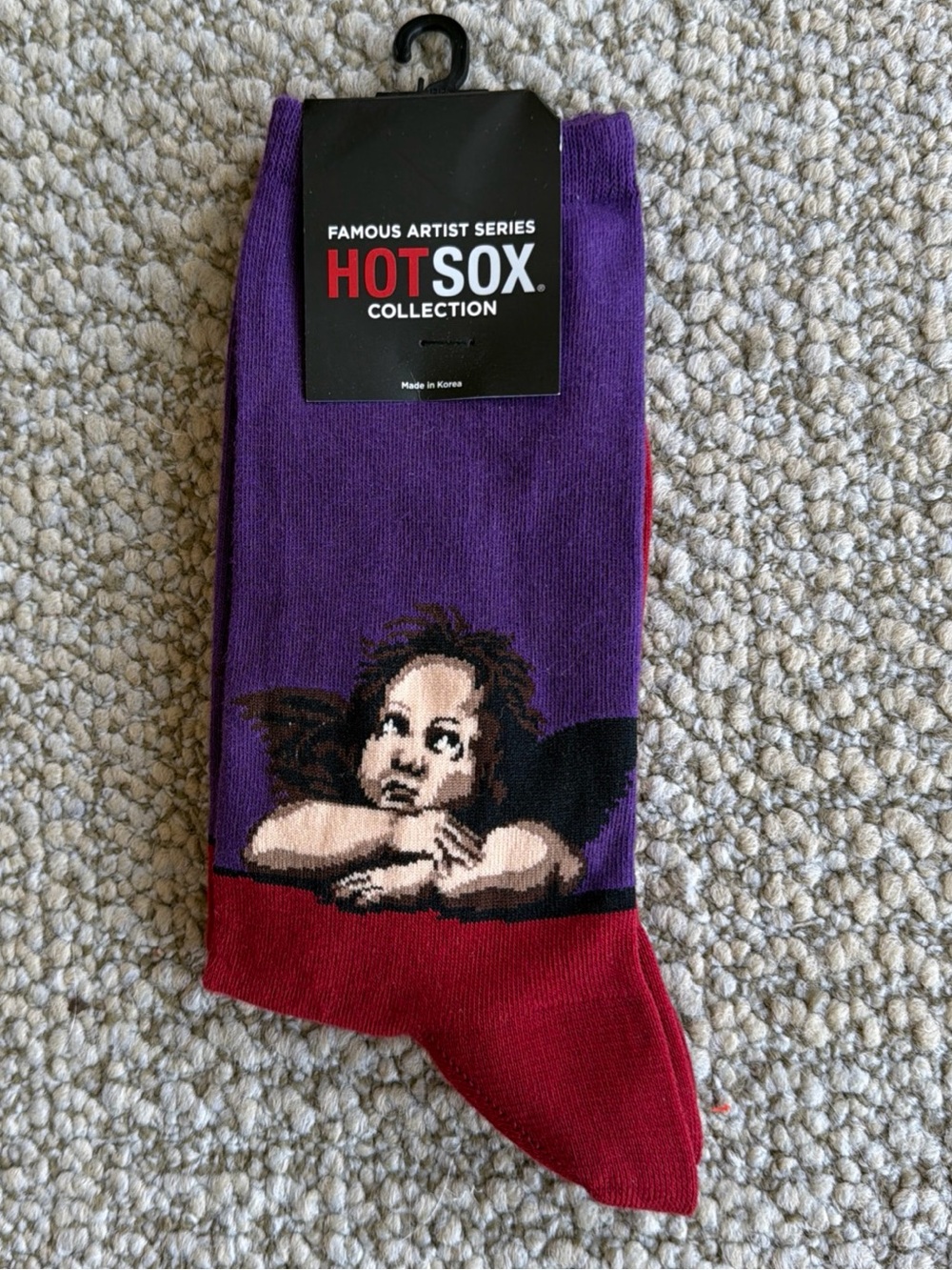 Hot Sox Ladies Artist Series Socks Raphael's Cherub Angels Purple Claret NEW